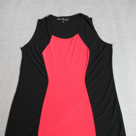 Ellen Parker Dress Womens L Red Black Sleeveless Colorblock Mod Retro Bodycon - Picture 3 of 10